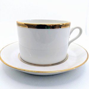 12 pc Richard Ginori made in Italy Cups & Saucers White with Gold trim
